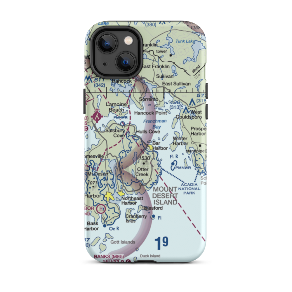 Acadian Seaplane Base (ME07) VFR Sectional  Tough iPhone Case iPhone 14 Plus model shown