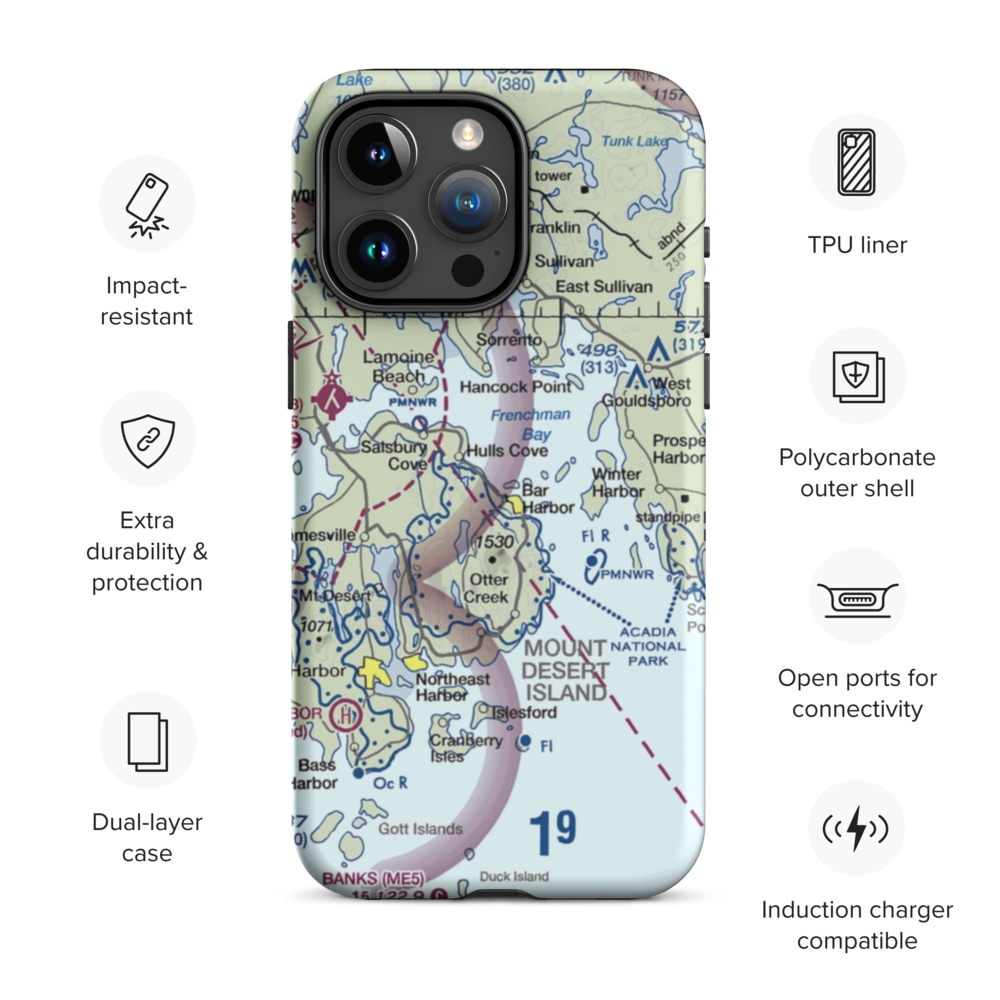 Acadian Seaplane Base (ME07) VFR Sectional  Tough iPhone Case iPhone 15 Pro Max model shown