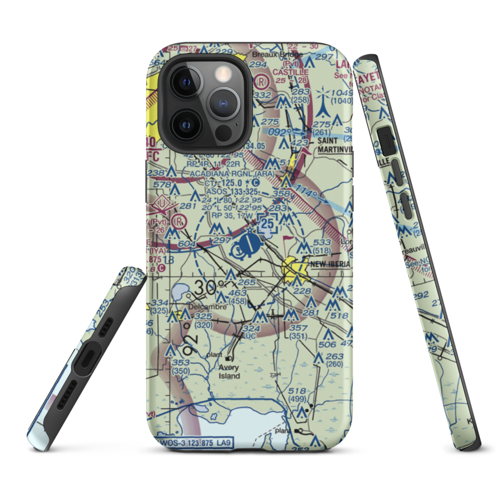 Acadiana Regional Airport (ARA) VFR Sectional  Tough iPhone Case iPhone 12 Pro Max model shown