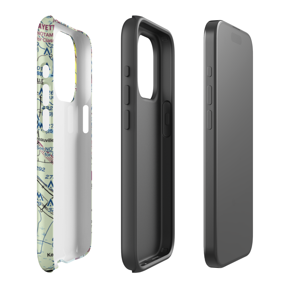 Acadiana Regional Airport (ARA) VFR Sectional  Tough iPhone Case iPhone 15 Pro model shown