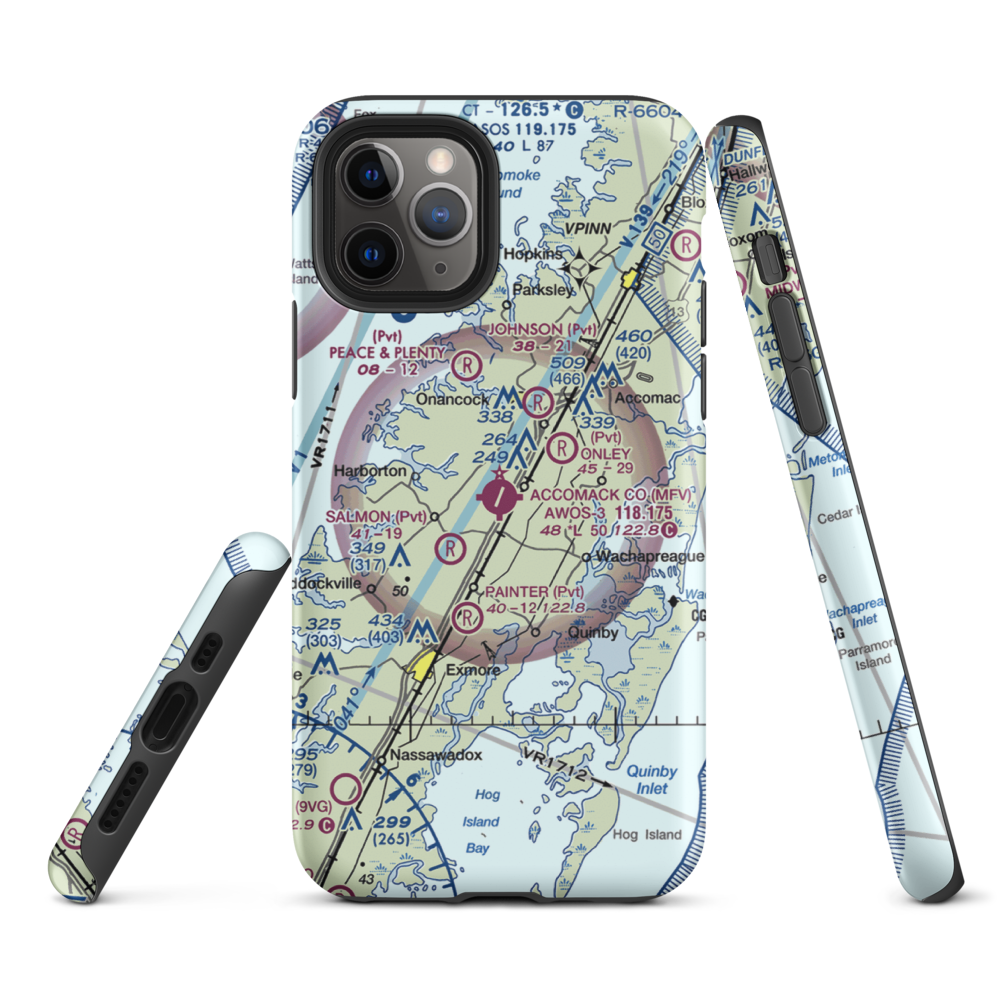 Accomack County Airport (MFV) VFR Sectional  Tough iPhone Case iPhone 11 Pro model shown