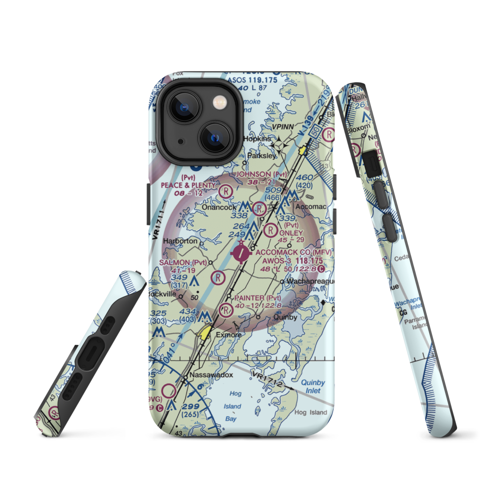 Accomack County Airport (MFV) VFR Sectional  Tough iPhone Case iPhone 11 Pro Max model shown