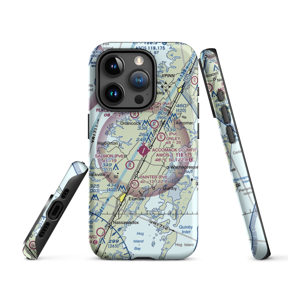 Accomack County Airport (MFV) VFR Sectional  Tough iPhone Case iPhone 15 Pro model shown