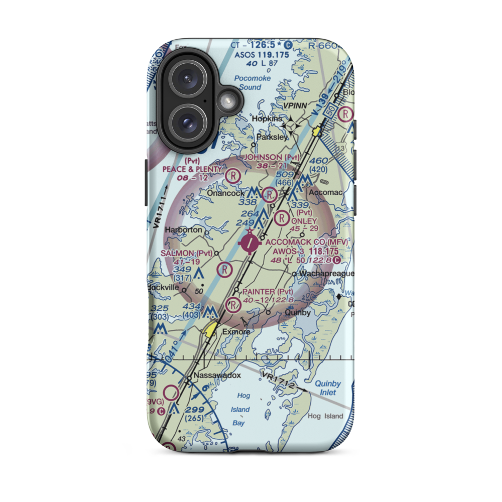 Accomack County Airport (MFV) VFR Sectional  Tough iPhone Case iPhone 12 Pro model shown