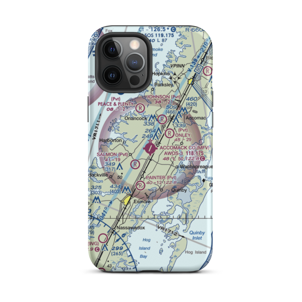 Accomack County Airport (MFV) VFR Sectional  Tough iPhone Case iPhone 12 Pro Max model shown
