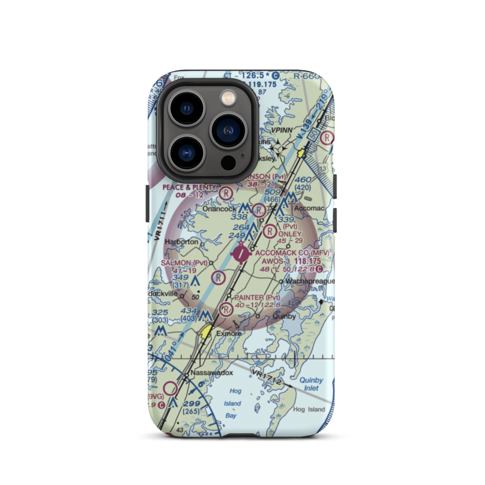 Accomack County Airport (MFV) VFR Sectional  Tough iPhone Case iPhone 13 Pro model shown