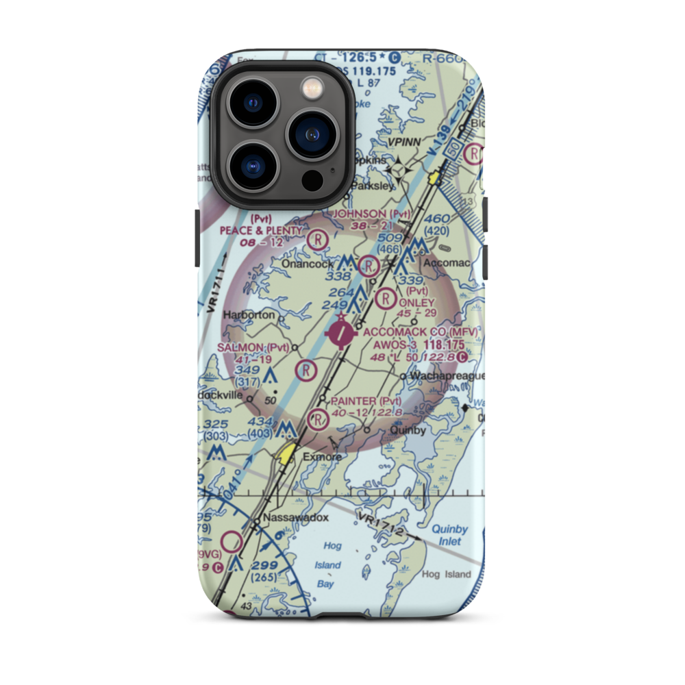 Accomack County Airport (MFV) VFR Sectional  Tough iPhone Case iPhone 13 Pro Max model shown