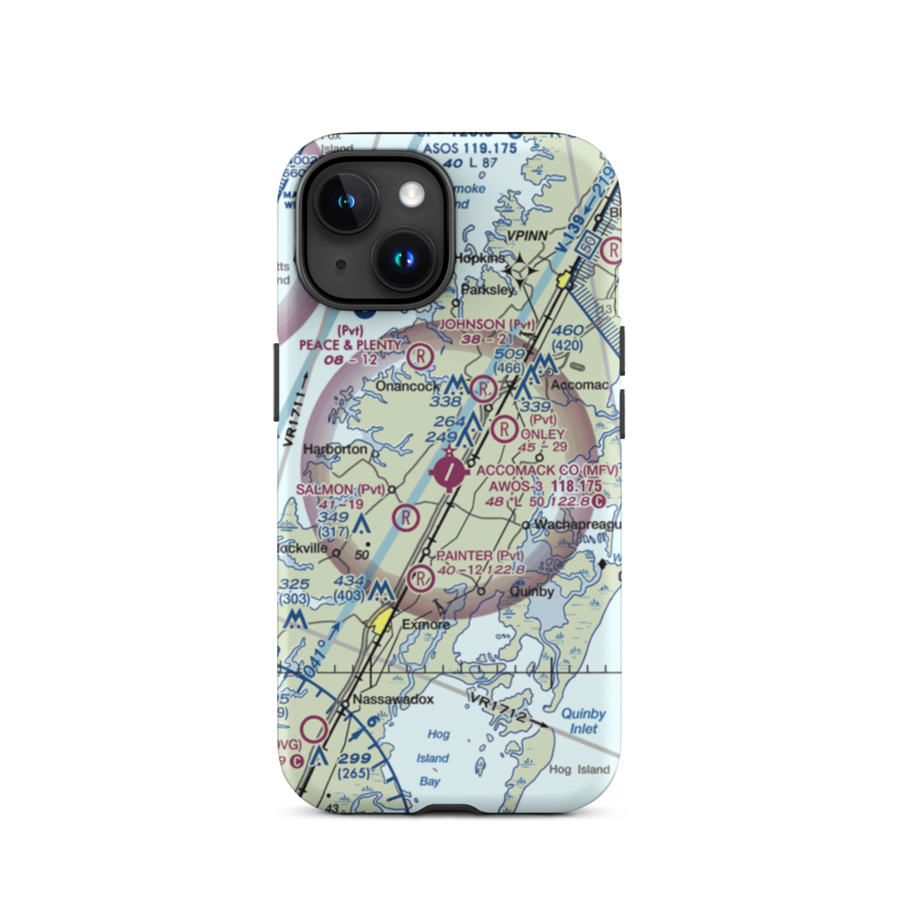 Accomack County Airport (MFV) VFR Sectional  Tough iPhone Case iPhone 15 model shown