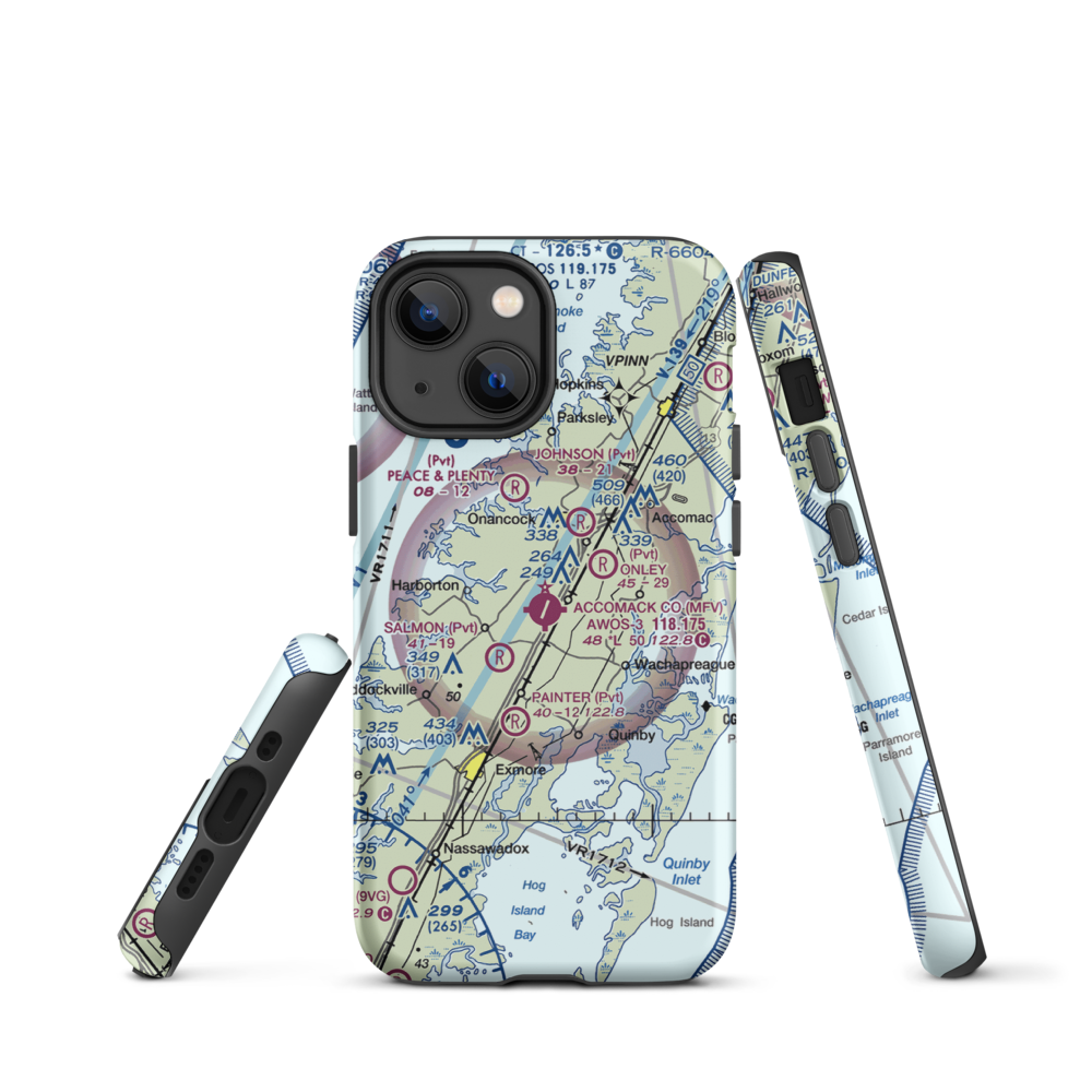 Accomack County Airport (MFV) VFR Sectional  Tough iPhone Case iPhone 13 mini model shown
