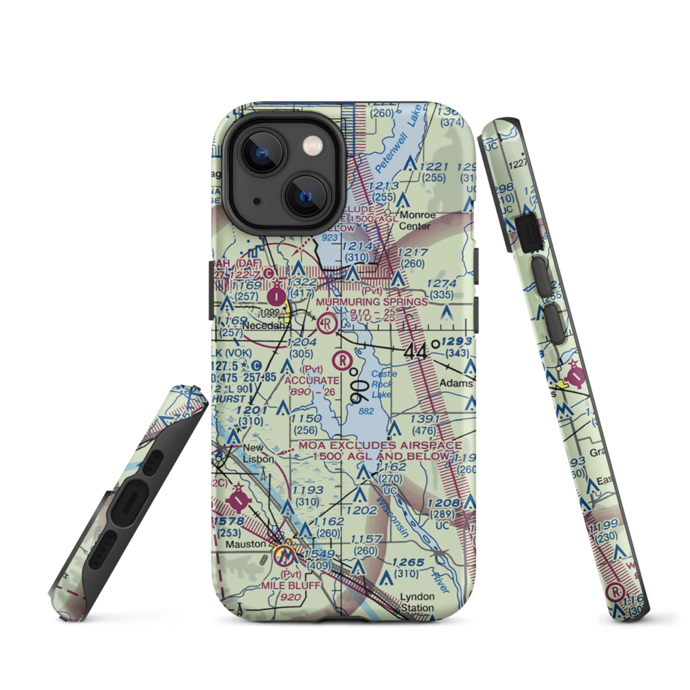 Accurate Airport (67WI) VFR Sectional  Tough iPhone Case iPhone 14 model shown