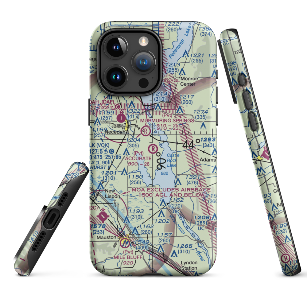 Accurate Airport (67WI) VFR Sectional  Tough iPhone Case iPhone 15 Pro Max model shown