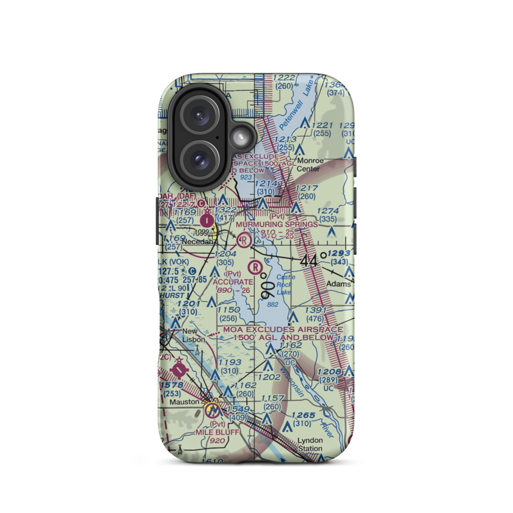Accurate Airport (67WI) VFR Sectional  Tough iPhone Case iPhone 16 model shown