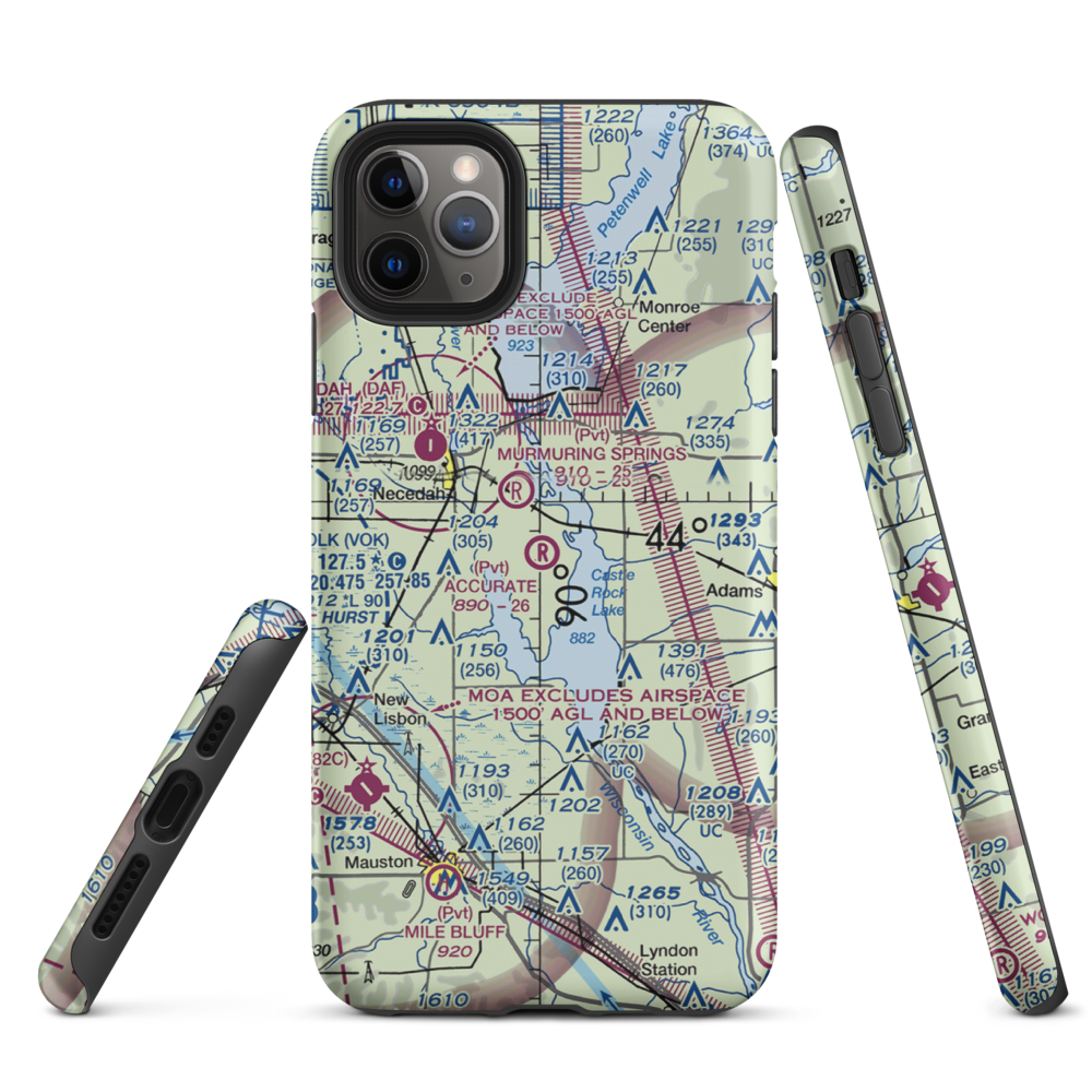 Accurate Airport (67WI) VFR Sectional  Tough iPhone Case iPhone 11 Pro Max model shown