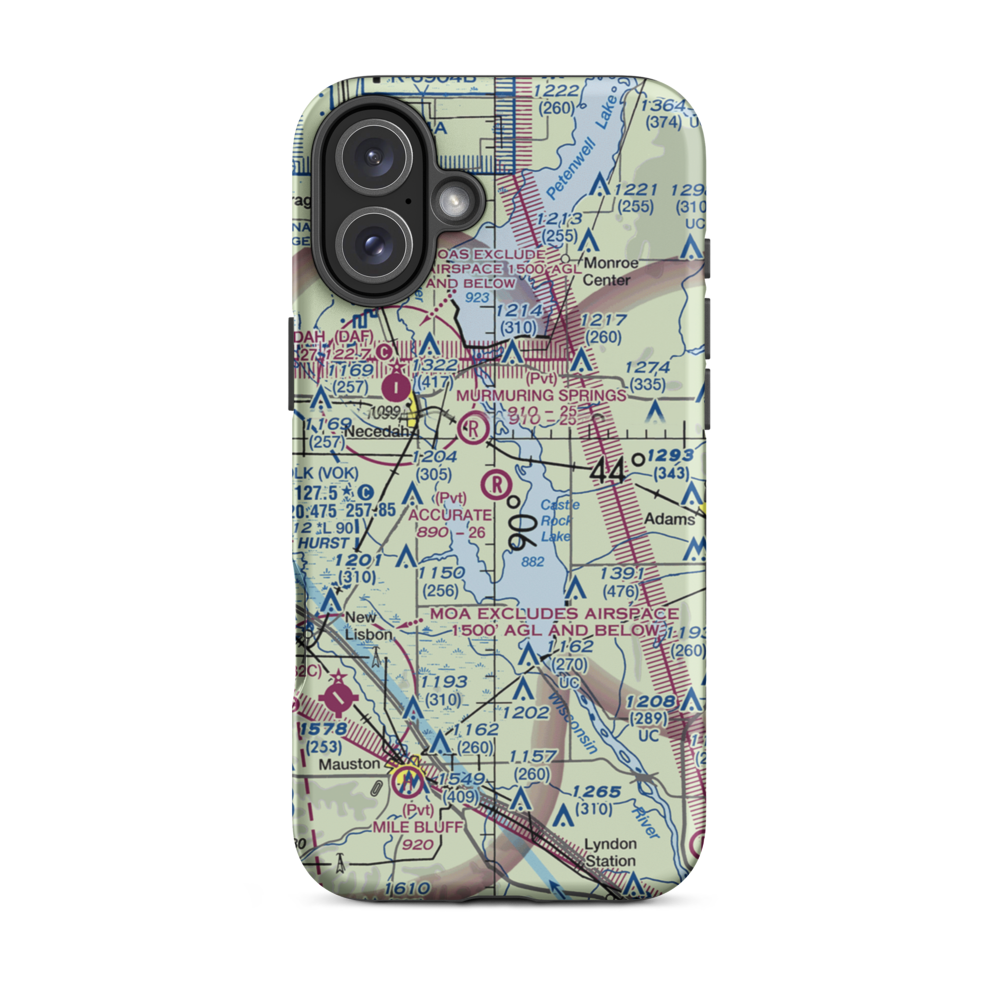 Accurate Airport (67WI) VFR Sectional  Tough iPhone Case iPhone 16 Plus model shown