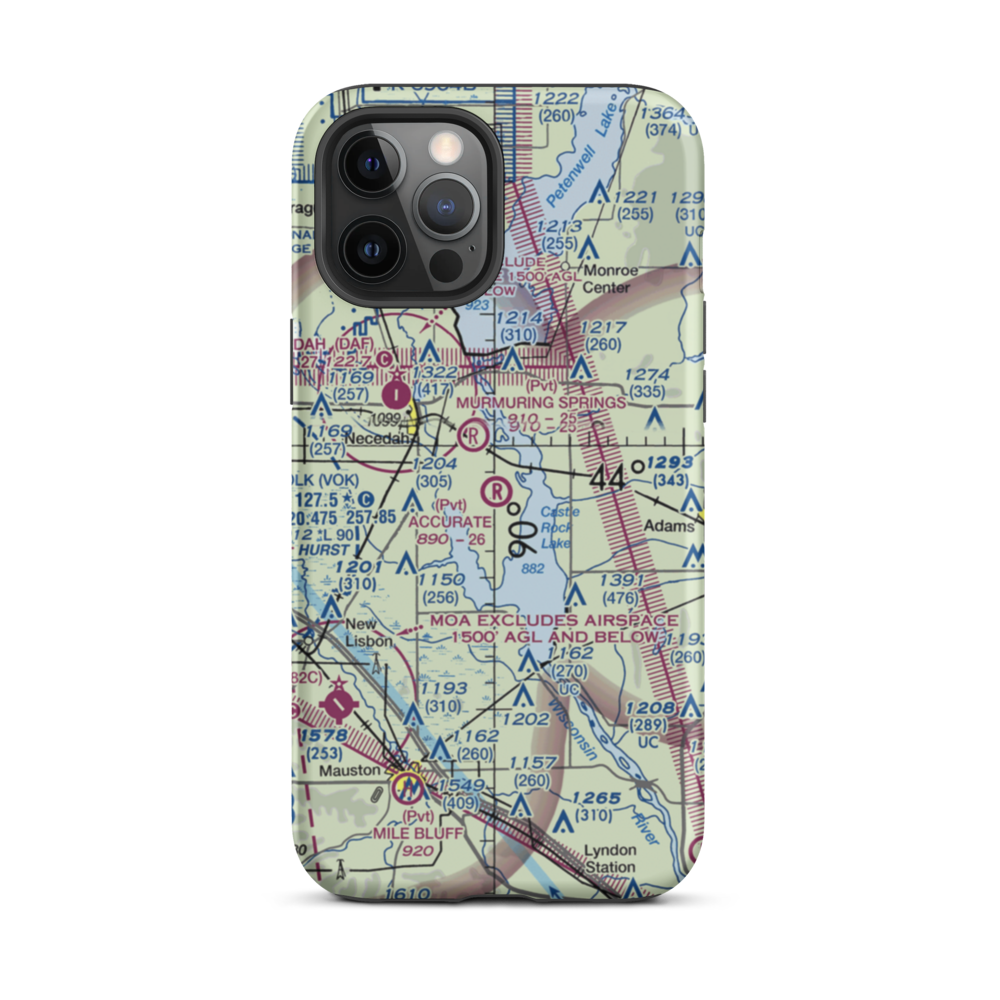 Accurate Airport (67WI) VFR Sectional  Tough iPhone Case iPhone 12 Pro Max model shown
