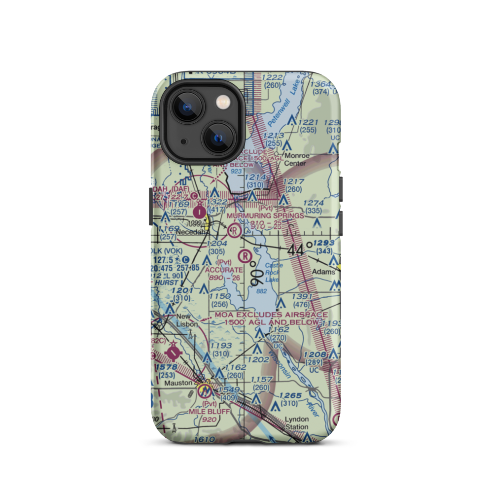 Accurate Airport (67WI) VFR Sectional  Tough iPhone Case iPhone 13 model shown