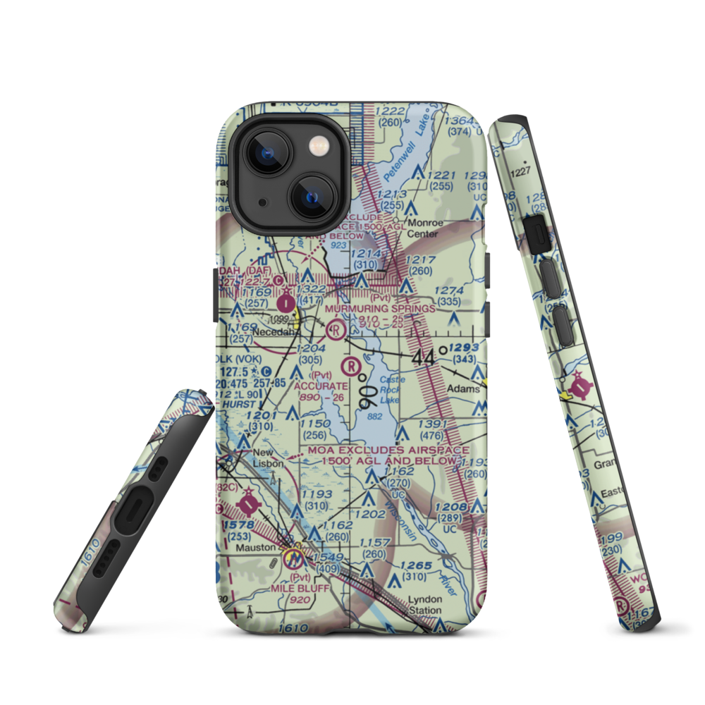 Accurate Airport (67WI) VFR Sectional  Tough iPhone Case iPhone 13 model shown