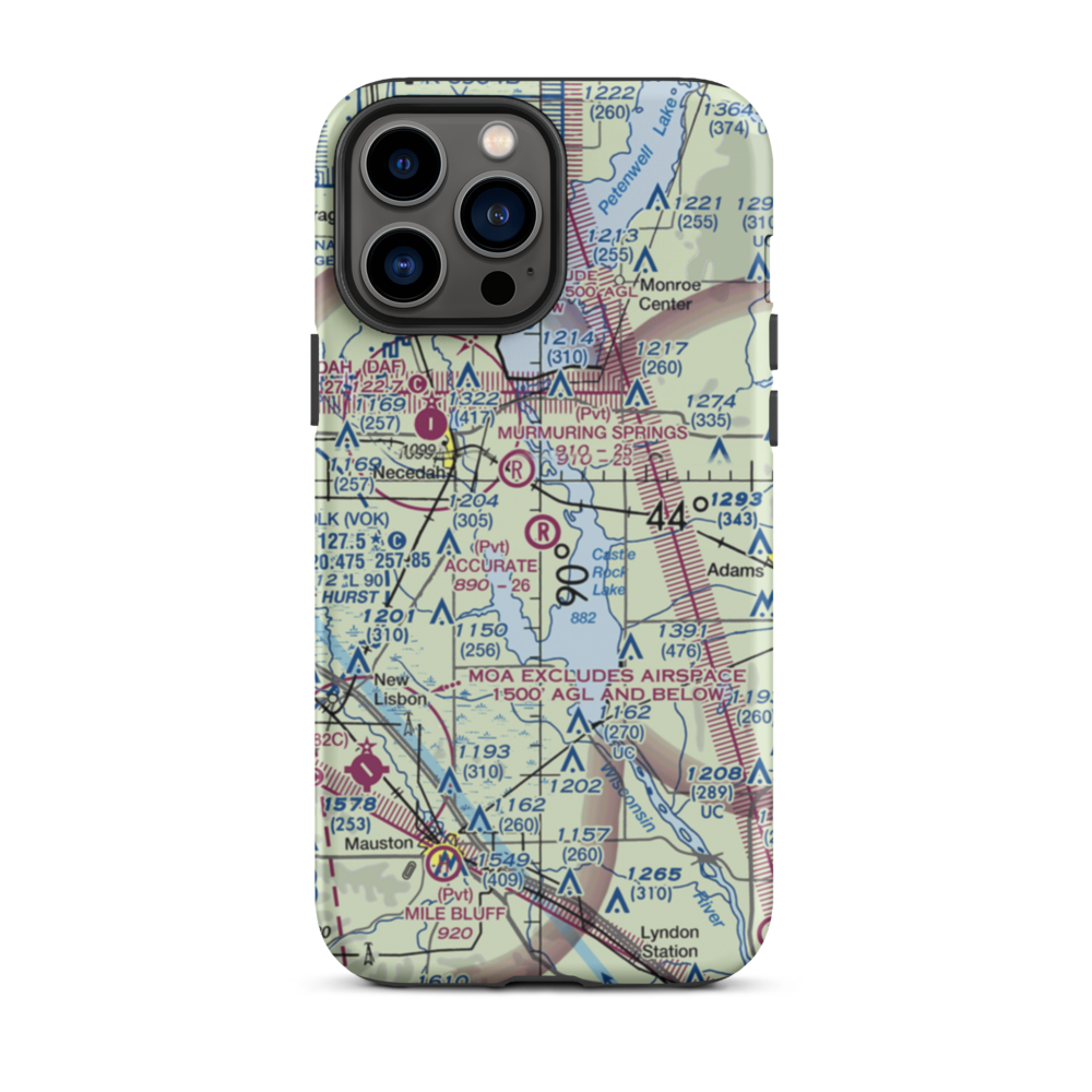 Accurate Airport (67WI) VFR Sectional  Tough iPhone Case iPhone 13 Pro Max model shown