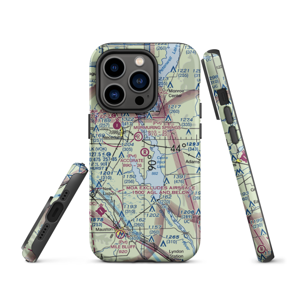 Accurate Airport (67WI) VFR Sectional  Tough iPhone Case iPhone 14 Pro model shown