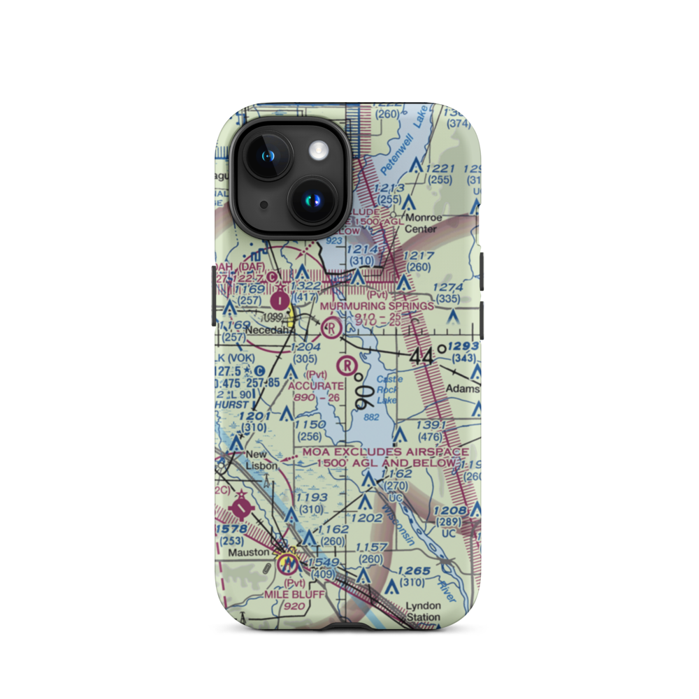 Accurate Airport (67WI) VFR Sectional  Tough iPhone Case iPhone 15 model shown