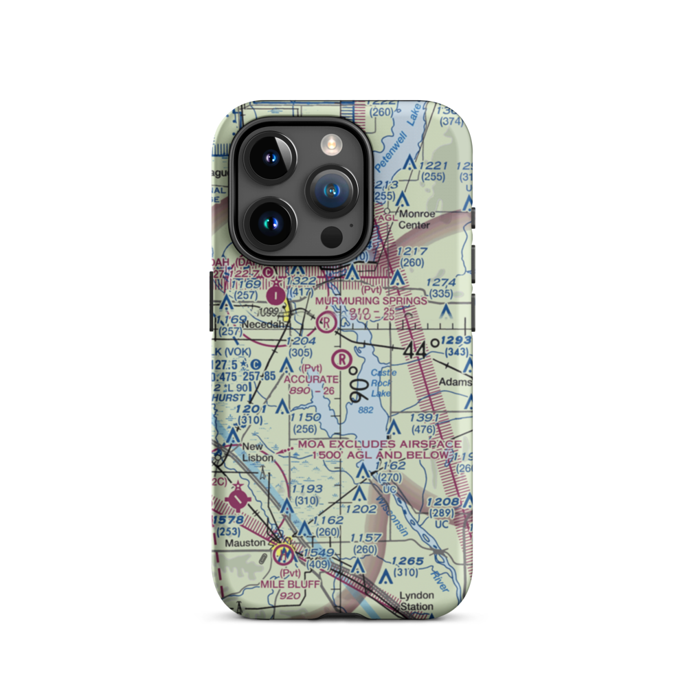 Accurate Airport (67WI) VFR Sectional  Tough iPhone Case iPhone 15 Pro model shown