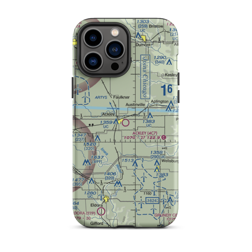 Ackley Municipal Airport (4C7) VFR Sectional  Tough iPhone Case iPhone 13 Pro Max model shown