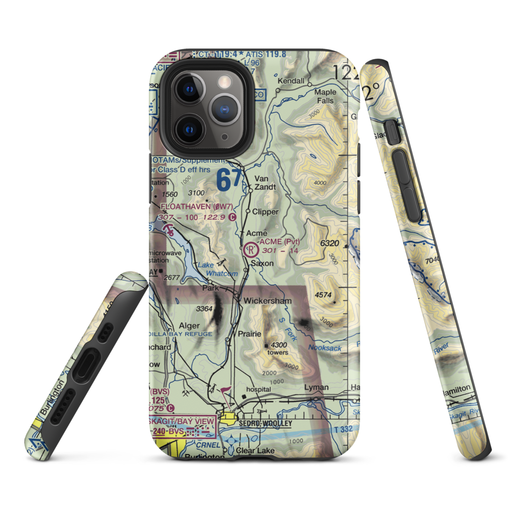 Acme Field (WA12) VFR Sectional  Tough iPhone Case iPhone 11 Pro model shown