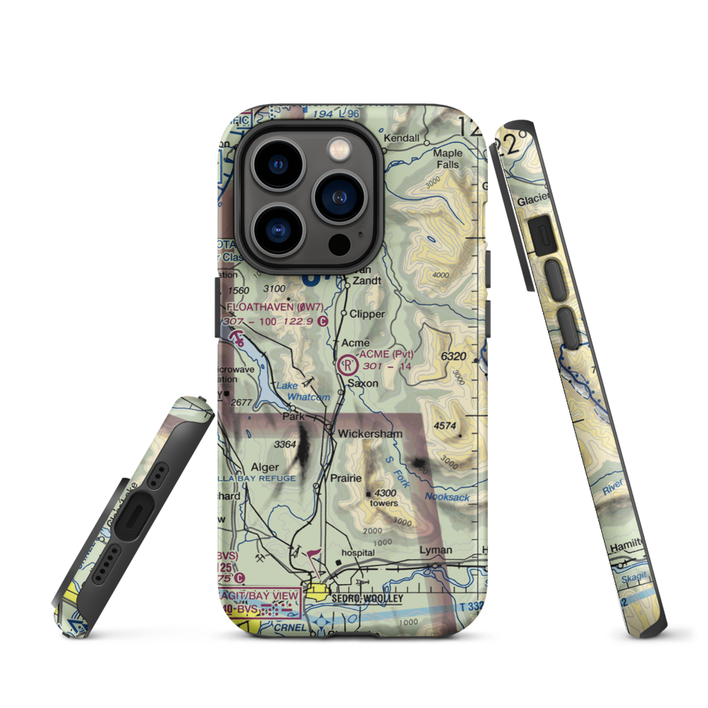 Acme Field (WA12) VFR Sectional  Tough iPhone Case iPhone 14 Pro model shown