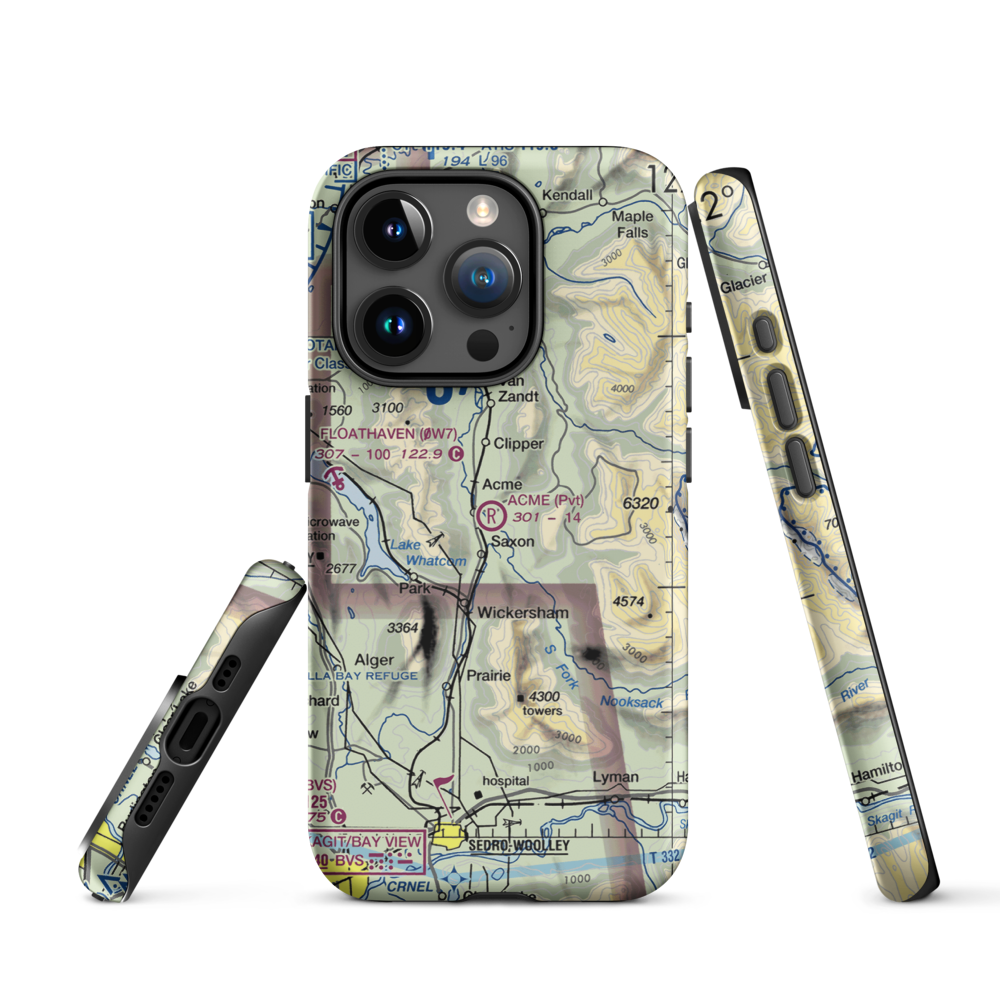 Acme Field (WA12) VFR Sectional  Tough iPhone Case iPhone 15 Pro model shown