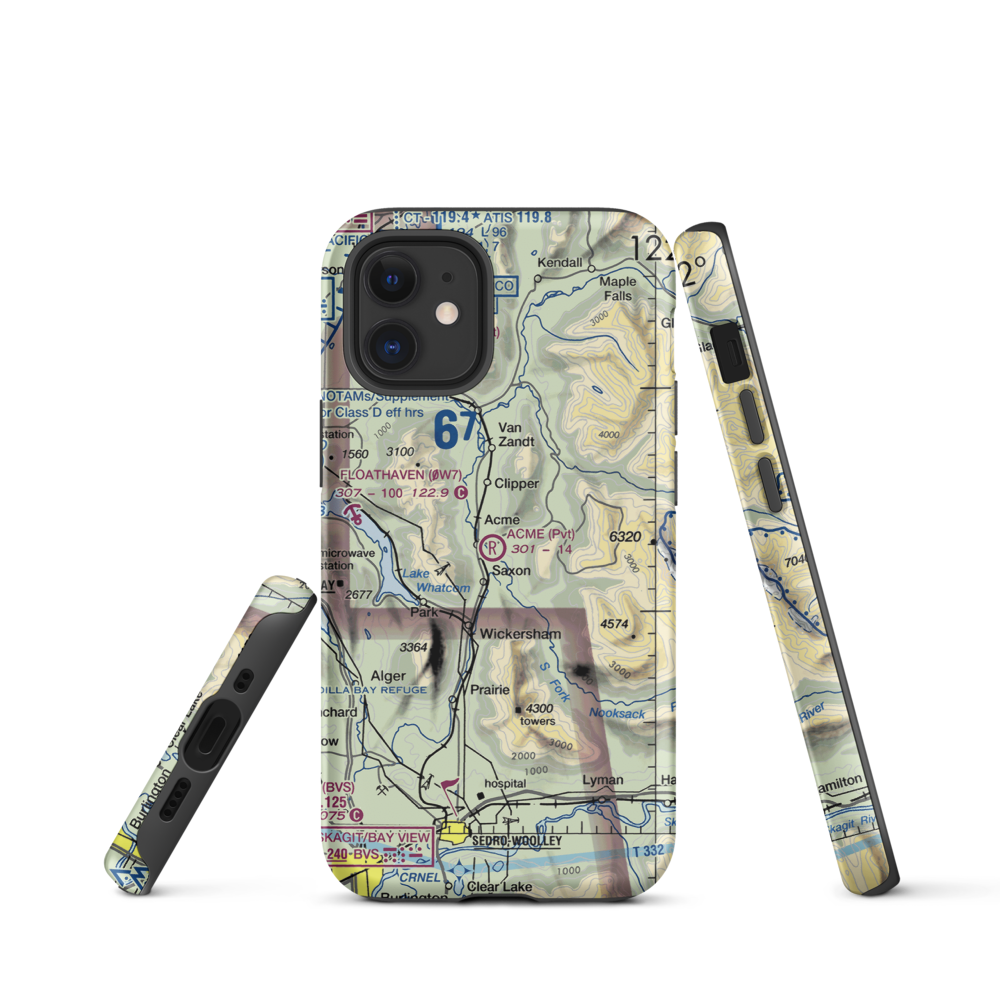Acme Field (WA12) VFR Sectional  Tough iPhone Case iPhone 12 mini model shown