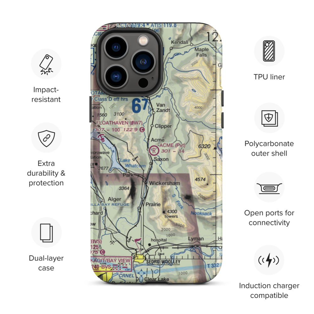 Acme Field (WA12) VFR Sectional  Tough iPhone Case iPhone 13 Pro Max model shown