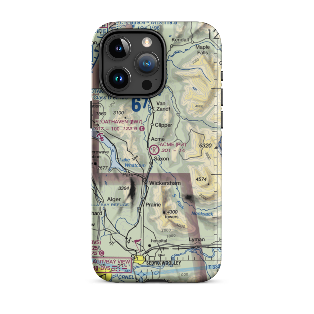 Acme Field (WA12) VFR Sectional  Tough iPhone Case iPhone 15 Pro Max model shown