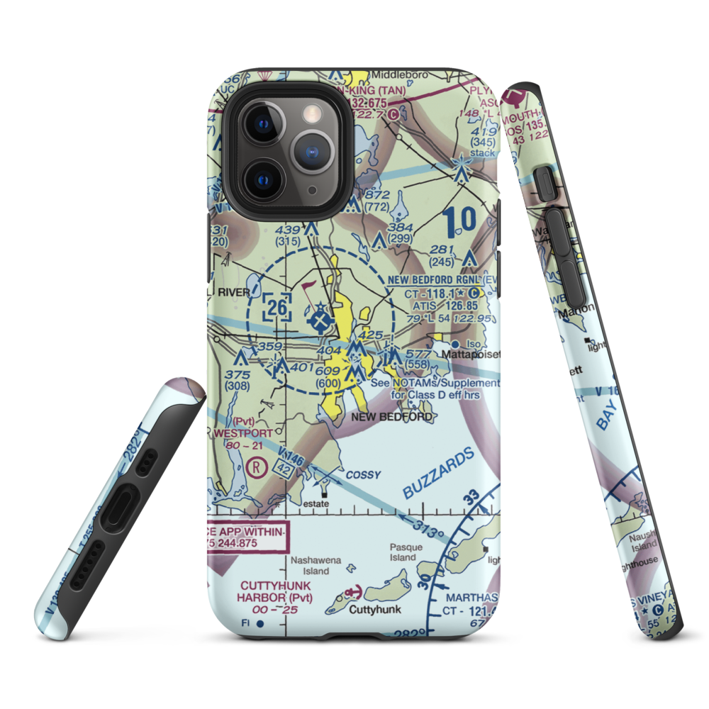 Acushnet River Seaplane Base (6MA8) VFR Sectional  Tough iPhone Case iPhone 11 Pro model shown