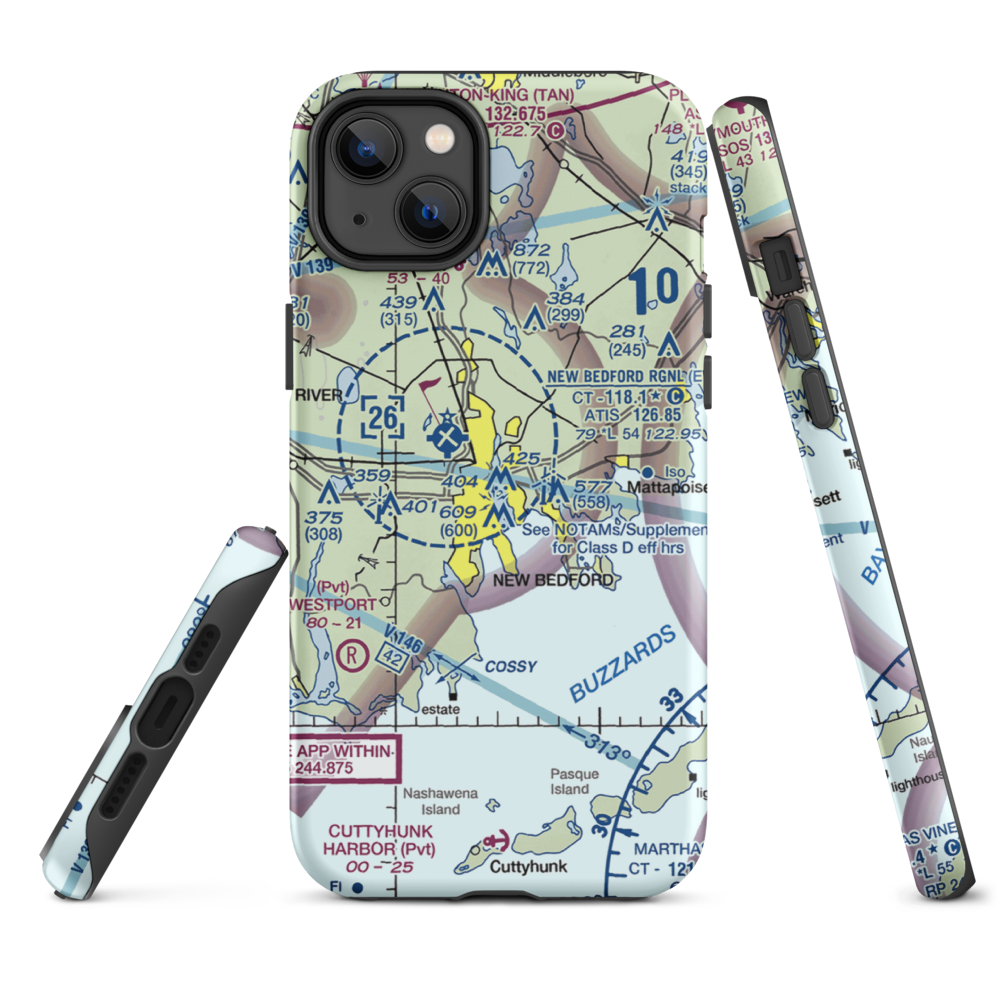 Acushnet River Seaplane Base (6MA8) VFR Sectional  Tough iPhone Case iPhone 14 Plus model shown