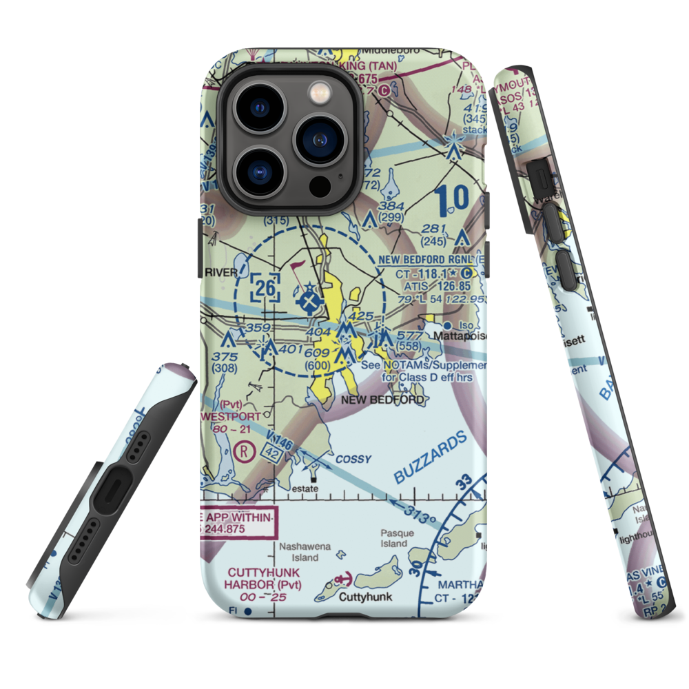 Acushnet River Seaplane Base (6MA8) VFR Sectional  Tough iPhone Case iPhone 14 Pro Max model shown