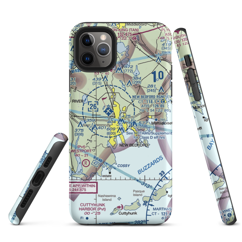 Acushnet River Seaplane Base (6MA8) VFR Sectional  Tough iPhone Case iPhone 11 Pro Max model shown