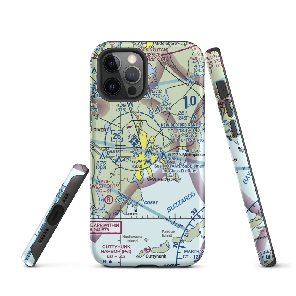 Acushnet River Seaplane Base (6MA8) VFR Sectional  Tough iPhone Case iPhone 12 Pro model shown