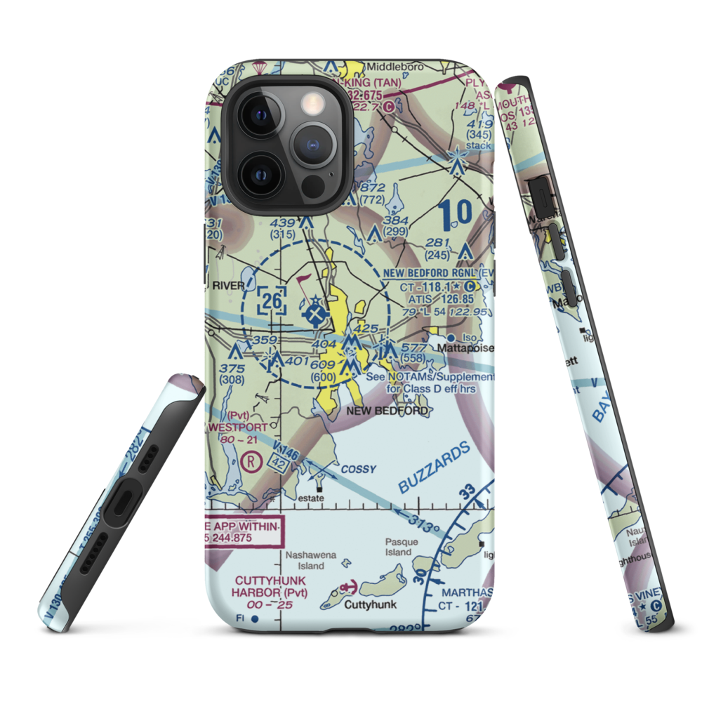 Acushnet River Seaplane Base (6MA8) VFR Sectional  Tough iPhone Case iPhone 12 Pro Max model shown