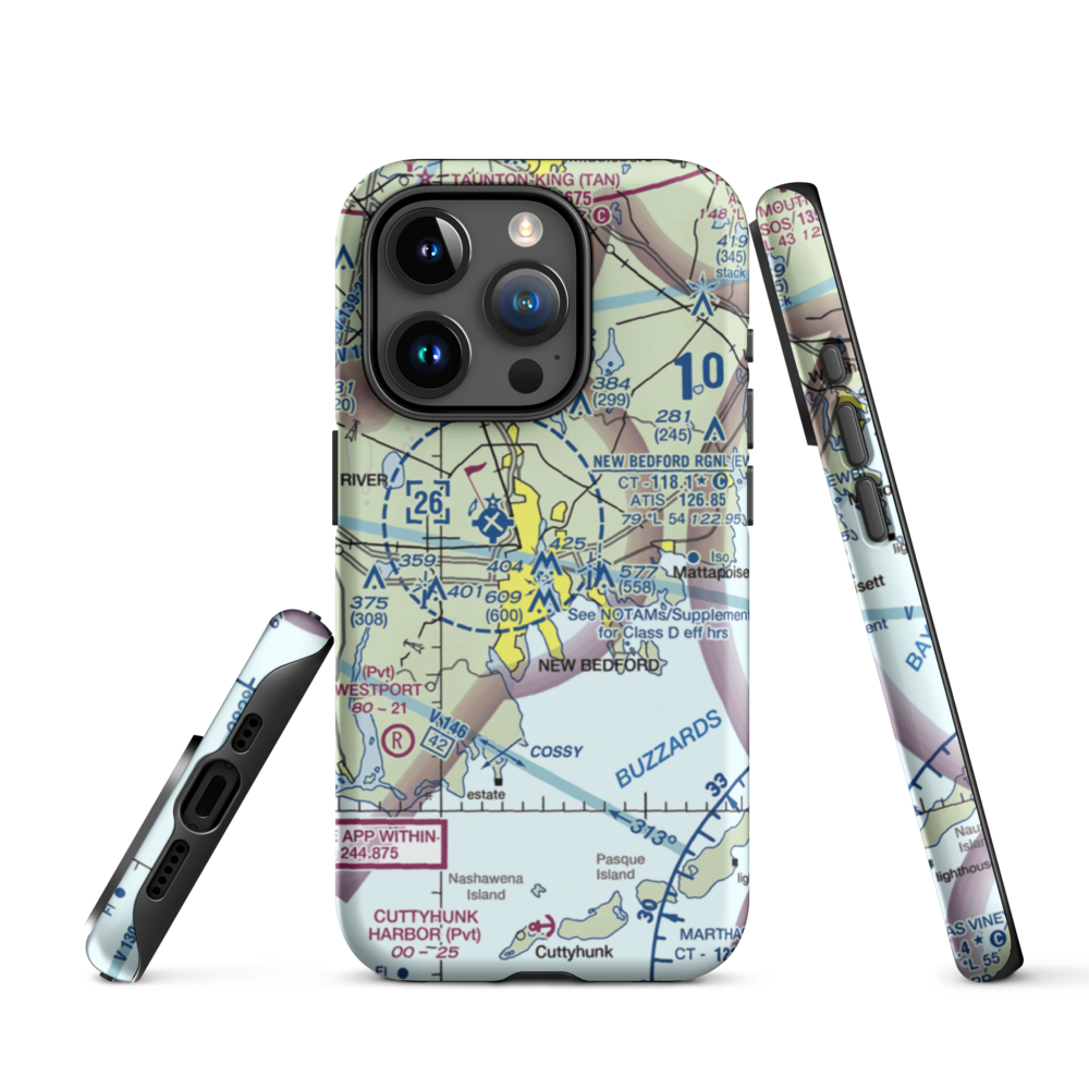 Acushnet River Seaplane Base (6MA8) VFR Sectional  Tough iPhone Case iPhone 15 Pro model shown