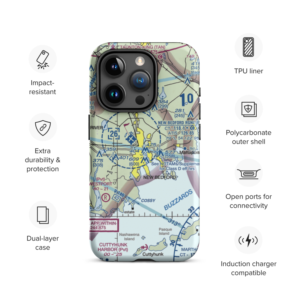 Acushnet River Seaplane Base (6MA8) VFR Sectional  Tough iPhone Case iPhone 15 Pro model shown