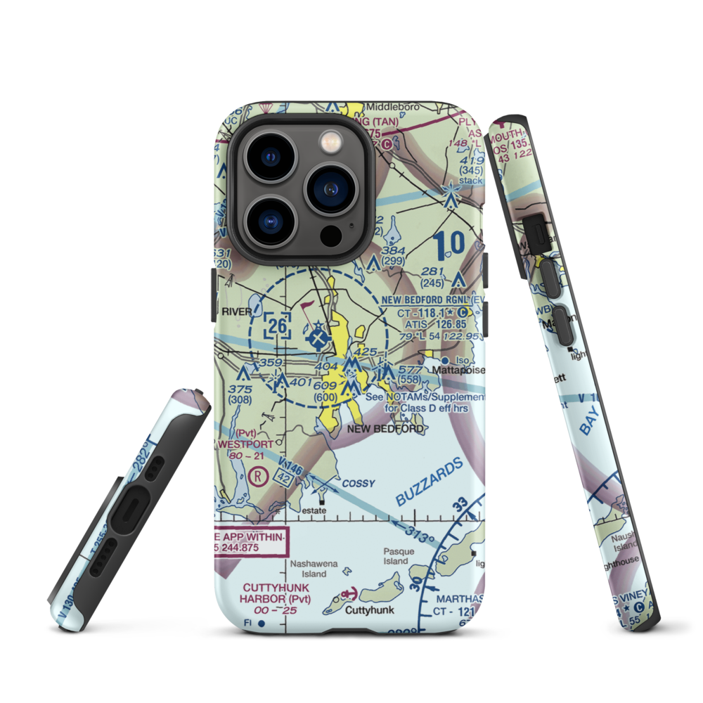 Acushnet River Seaplane Base (6MA8) VFR Sectional  Tough iPhone Case iPhone 13 Pro model shown