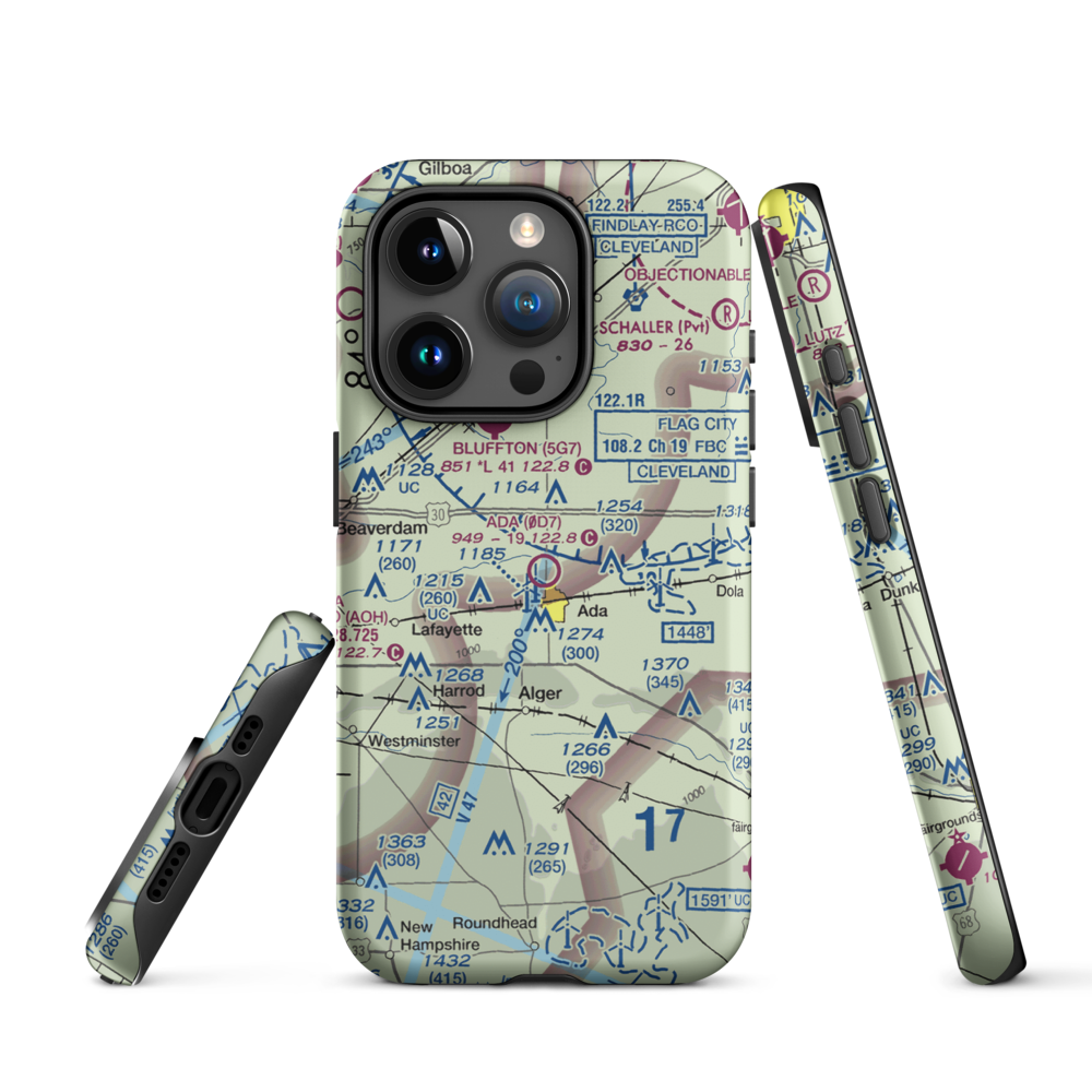 Ada Airport (0D7) VFR Sectional  Tough iPhone Case iPhone 15 Pro model shown