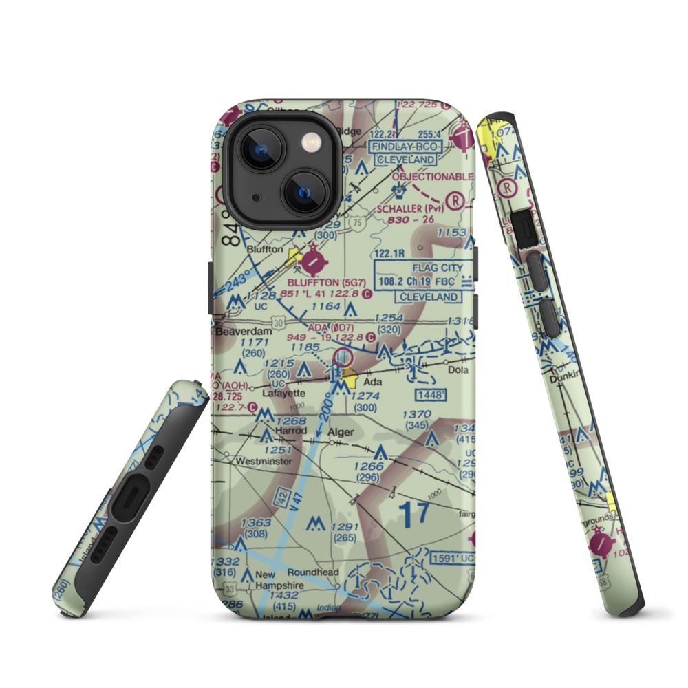Ada Airport (0D7) VFR Sectional  Tough iPhone Case iPhone 13 model shown