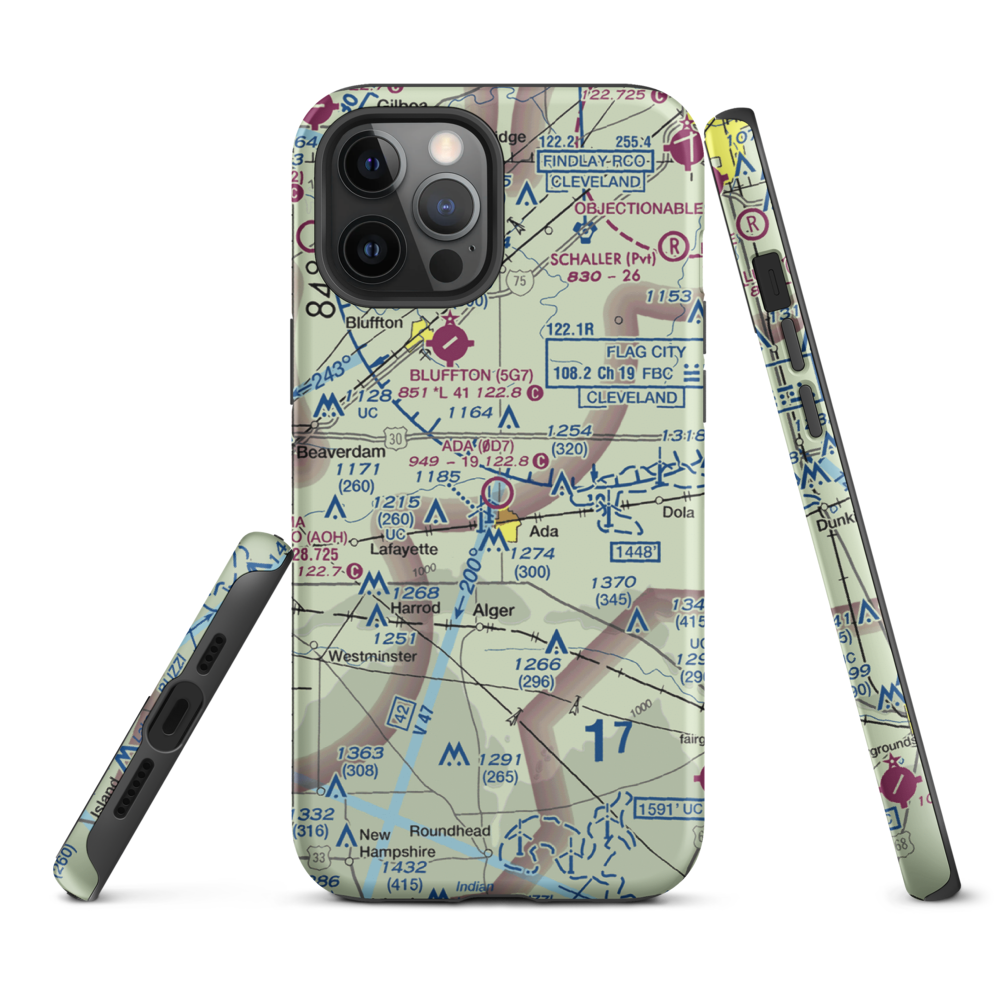 Ada Airport (0D7) VFR Sectional  Tough iPhone Case iPhone 12 Pro Max model shown
