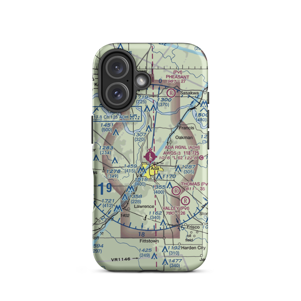 Ada Regional Airport (ADH) VFR Sectional  Tough iPhone Case iPhone 16 model shown