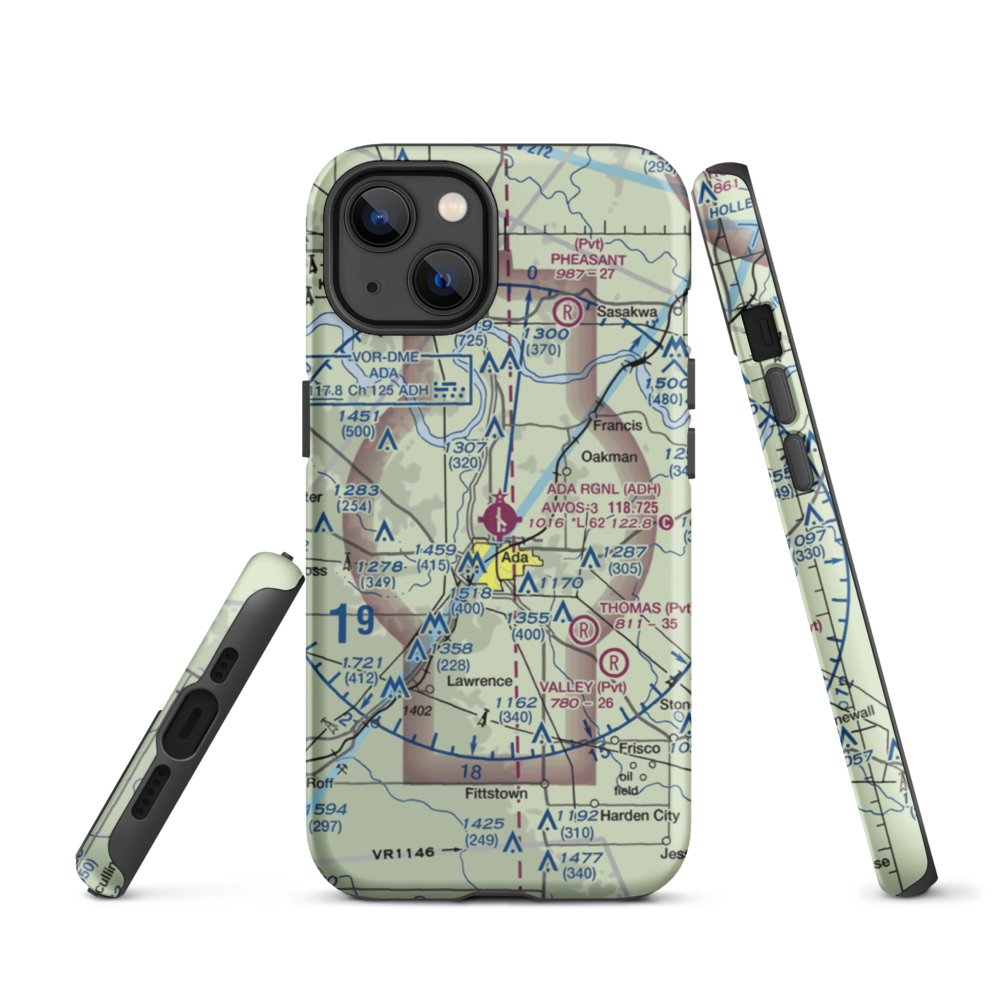 Ada Regional Airport (ADH) VFR Sectional  Tough iPhone Case iPhone 13 model shown