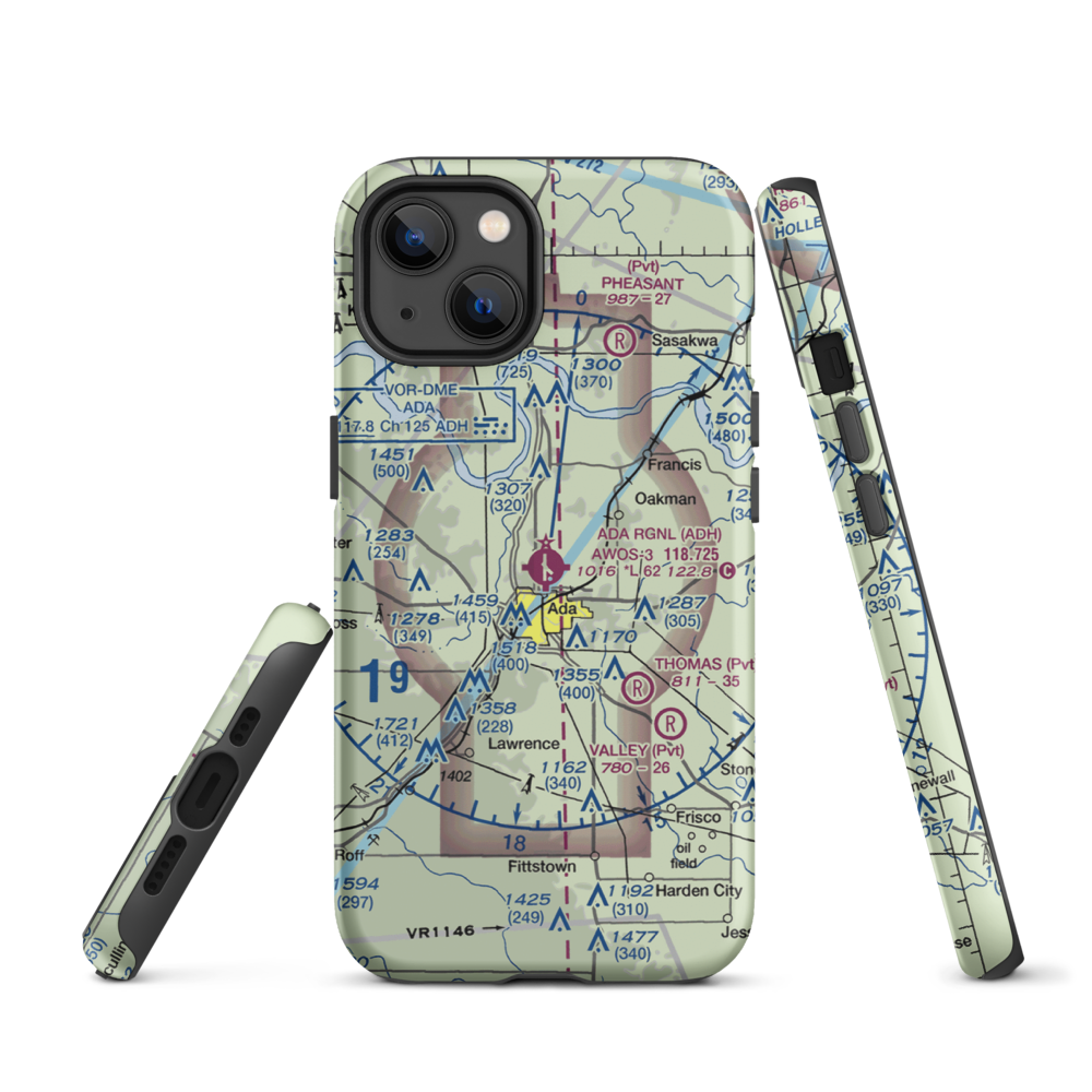 Ada Regional Airport (ADH) VFR Sectional  Tough iPhone Case iPhone 11 Pro Max model shown