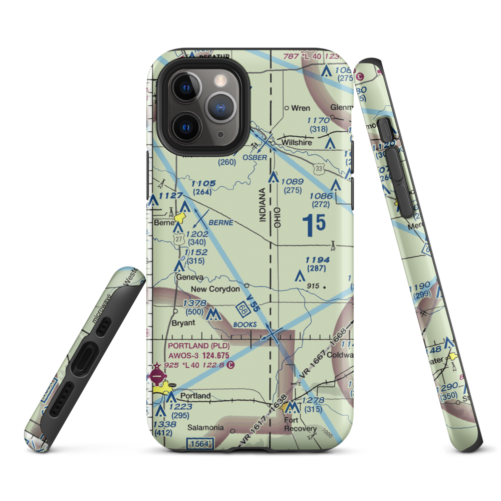Adams Airport (1II2) VFR Sectional  Tough iPhone Case iPhone 11 Pro model shown