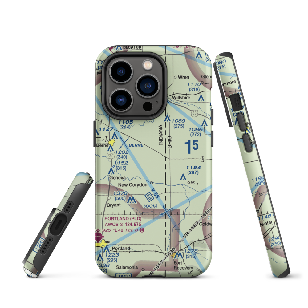 Adams Airport (1II2) VFR Sectional  Tough iPhone Case iPhone 14 Pro model shown