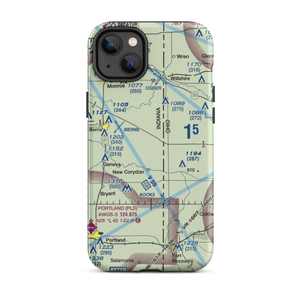 Adams Airport (1II2) VFR Sectional  Tough iPhone Case iPhone 14 Plus model shown